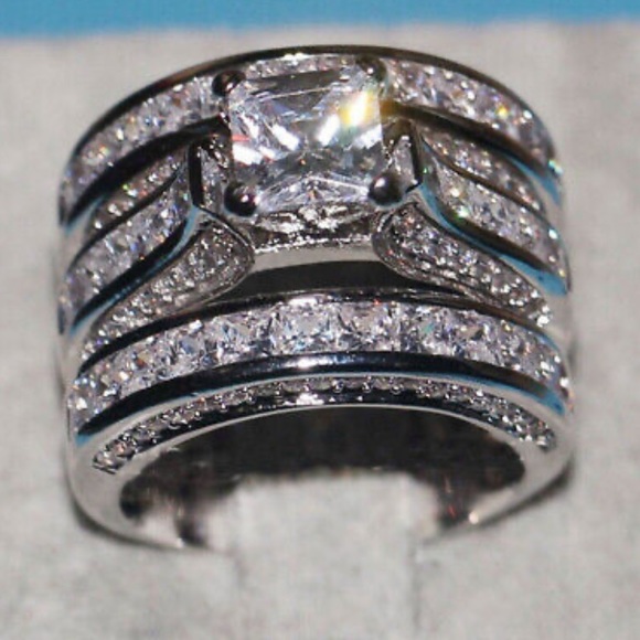 NWT LUXURY 925 STERLING SILVER THREE RINGS SET - Picture 6 of 10